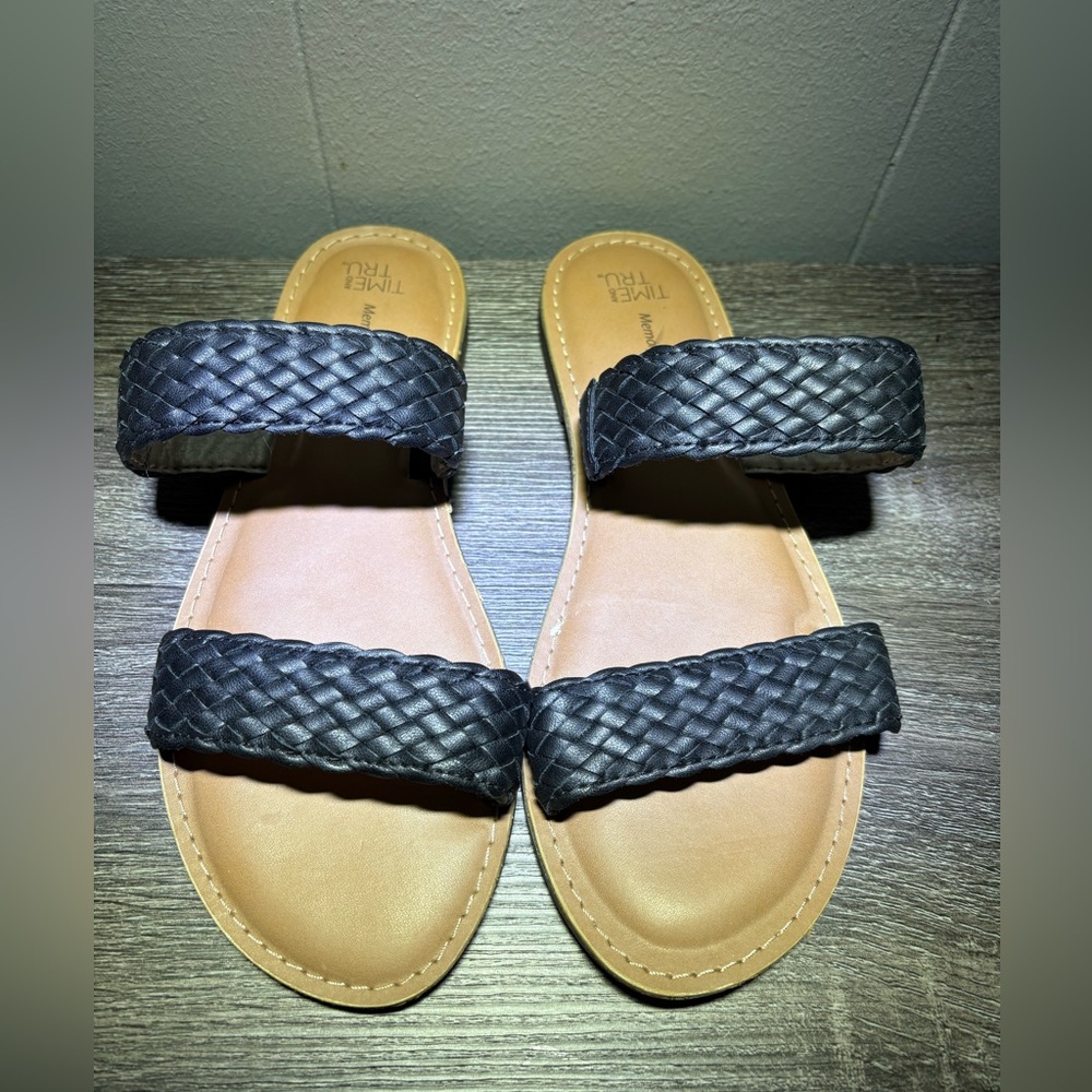 Black Woven Strap Sandals